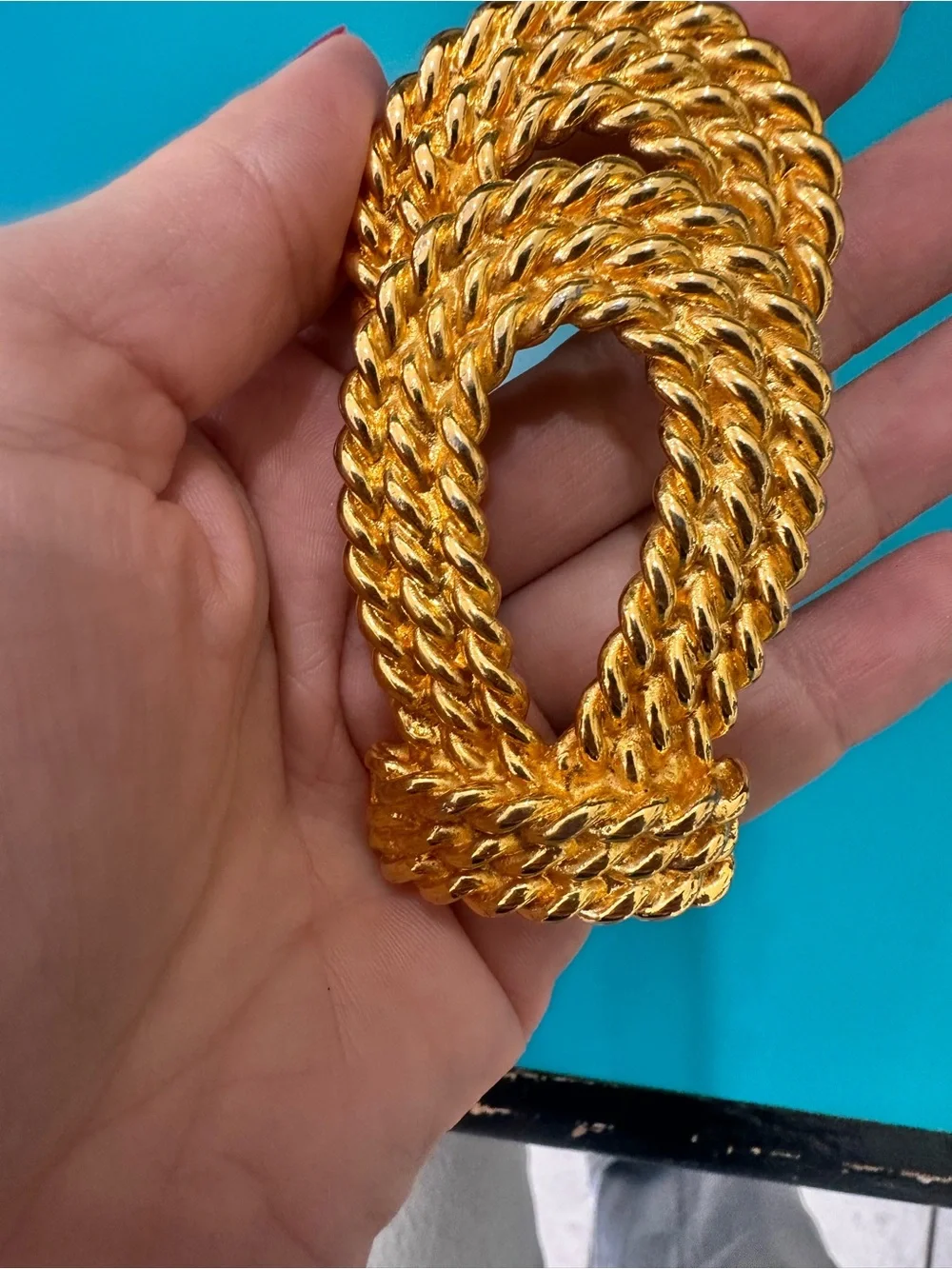 Gold-Tone Rope Bow Clip Belt Buckel Vintage